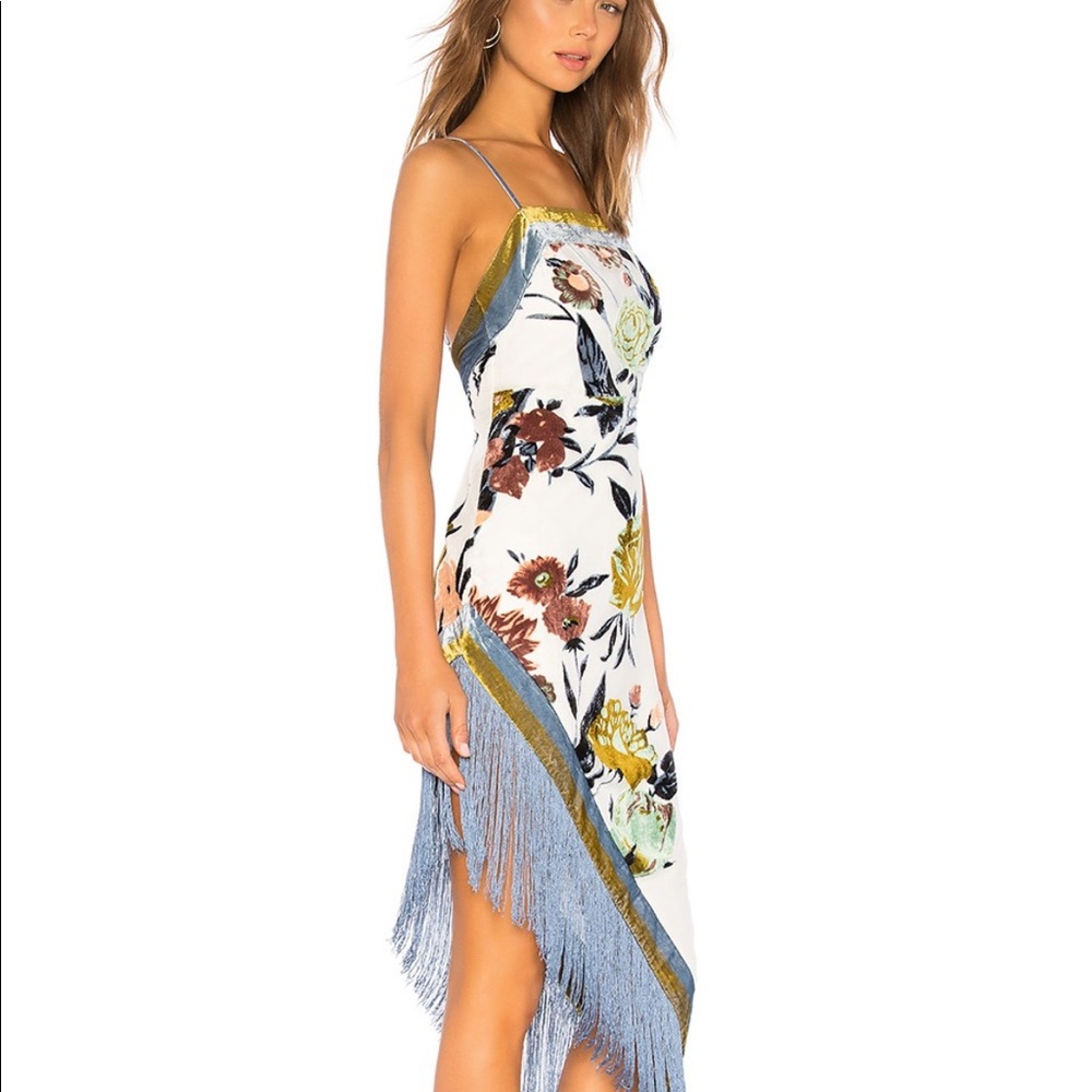 NBD Revolve Koh Lanta Fringe floral midi dress